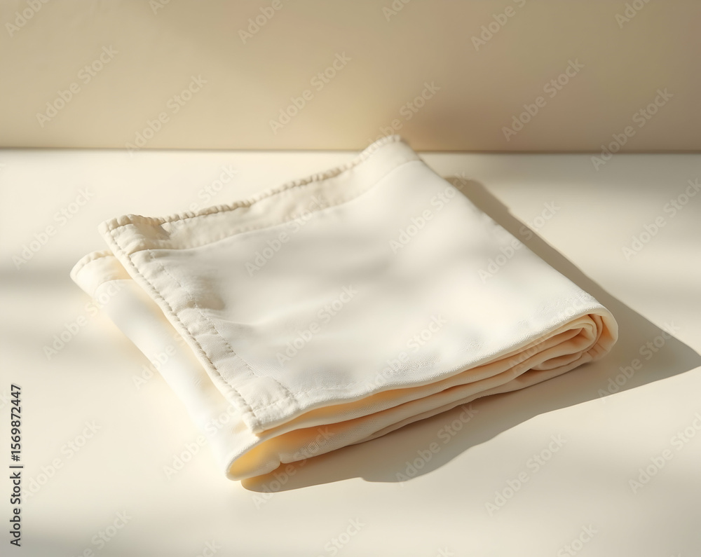 Poster elegant ivory fabric elegantly folded displaying soft textures and subtle shadows in a naturally bri