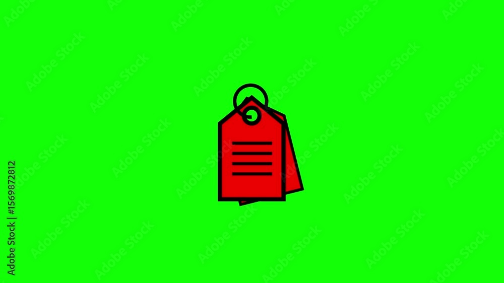 Poster animated price tag outline. simple loopable line art tag with discount and sale concept on transpare
