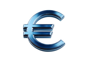 Obraz premium A simple glossy metallic euro symbol on a transparent background