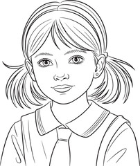 Young girl with pigtails and school uniform child portrait