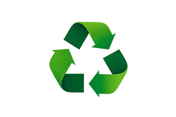 A simple green color recycling icon on transparent background