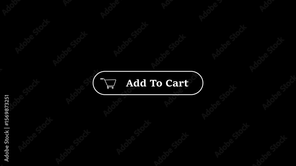 Poster white add to cart button isolated on black background digital interface element