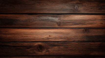 Fototapeta premium Dark wood background with natural grain texture, ideal for product display, interior mockups, websites, and graphic design. Rustic, elegant, and versatile wooden surface backdrop