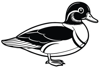 Black and White Graphic Depiction of a Duck Standing Tall and Proudly Posed