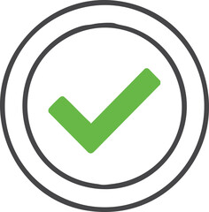 Approved and verified: A crisp green checkmark within a simple double-lined circle, indicating confirmation and success.

