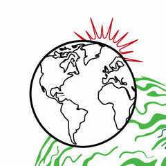 Global Warming Climate Change Earth Sun Rays Illustration