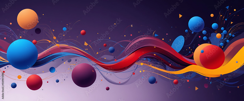 Poster abstract technology space background featuring red blue and colorful planet with futuristic digital 