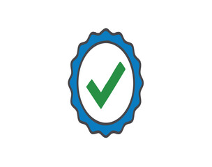 Verified success: A clean, modern checkmark in a blue seal, symbolizing approval, quality, and completion.

