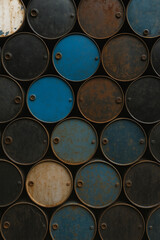 Textured Industrial Metal Barrels in Stacked Grid 