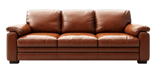 Brown leather sofa with three seats