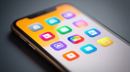 Smartphone display with colorful icons