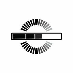 Graphical representation of a loading bar element with radial progress indicator for software applications or web development interfaces.