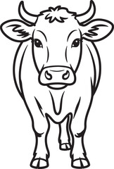 Black and white drawing of a cow cattle bovine