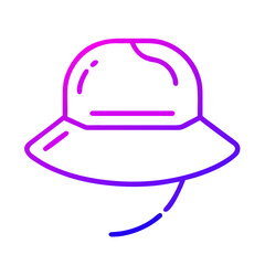 Fototapeta premium Stylish bucket hat outline with vibrant pink and purple gradient 