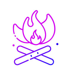 Fototapeta premium Abstract campfire icon with colorful flames and logs 