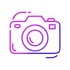 Camera illustration in modern outline style with purple gradient  