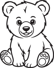 Obraz premium Cute cartoon bear sitting and smiling animal