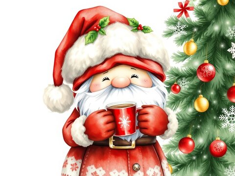 santa claus with cocoa
