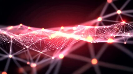 Abstract plexus background with glowing red light elements for technology concepts - Powered by Adobe