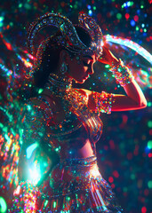 A beautiful woman with Capricorn energy, psychedelic bokeh effect, fantasy image
