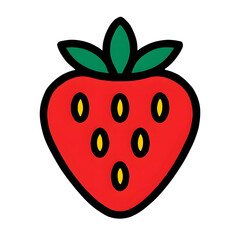 Obraz premium Strawberry Fruit Icon – Flat Vector Style with Transparent Background