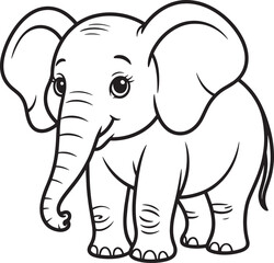 Cute cartoon elephant standing animal baby