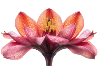 A flower with a pink center and orange petals