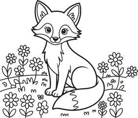 Cute fox sitting amongst flowers animal nature