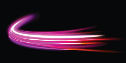Light Vortex, a luminous arc of bright purple light. Light flow Energy flows along the trajectory, creating a sense of movement, speed and digital momentum.