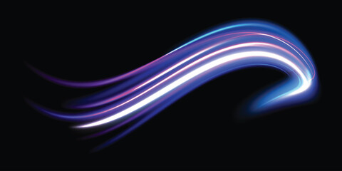 Light Vortex, a luminous arc of bright purple light. Light flow Energy flows along the trajectory, creating a sense of movement, speed and digital momentum.