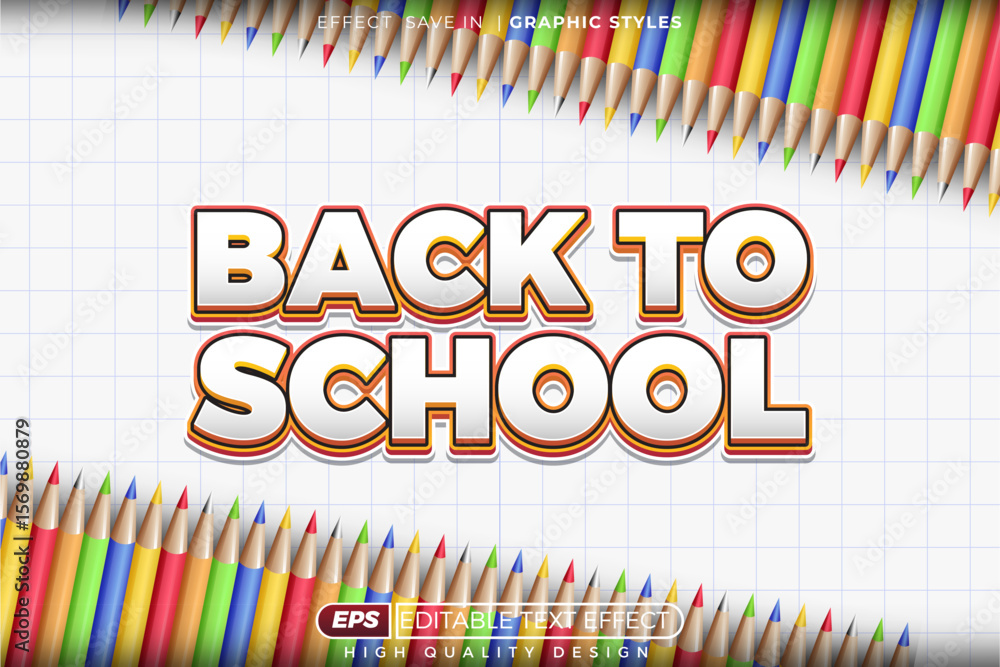 Poster back to school vector 3d text effect template