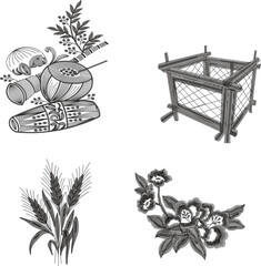 Embroidery of Traditional Farming Tools & Plants