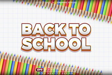 back to school vector 3d text effect template