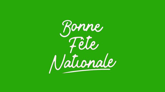Happy National Holiday in french. animated text Bonne Fete Nationale