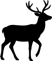 Obraz premium Elegant Deer Stag Silhouette Vector Illustration in Black and White Style