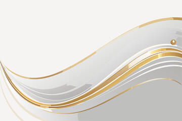 Elegant abstract background with flowing white and gold lines for design