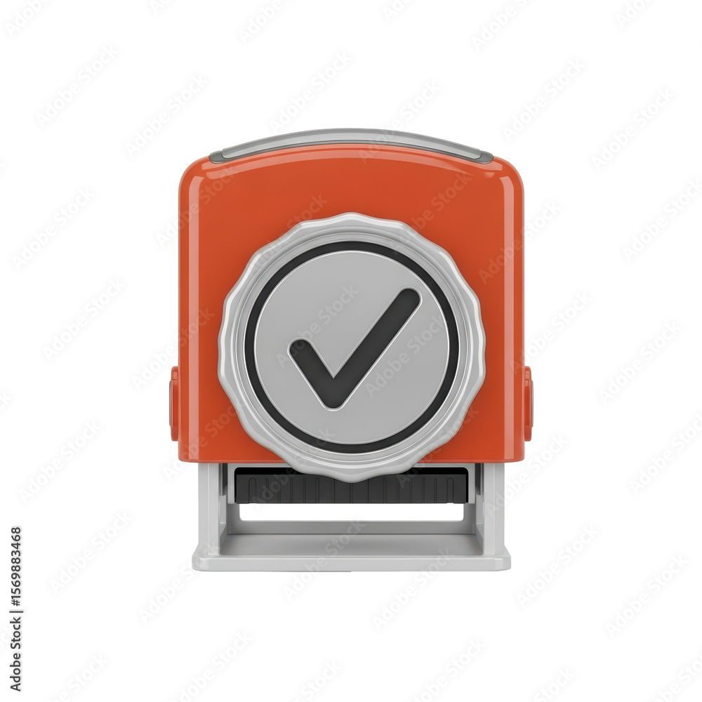 Fototapete red approval check mark stamp for document validation