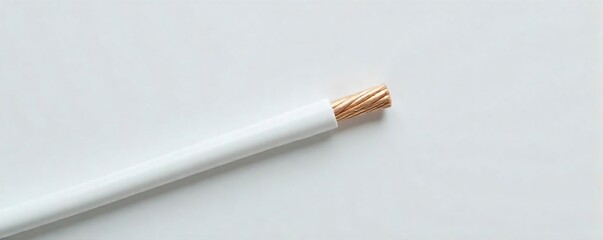 Pristine White Electrical Wire Close-Up Smooth Texture and Detail, Isolated on Clean Background. Ideal for Industrial, DIY, and Science Projects.