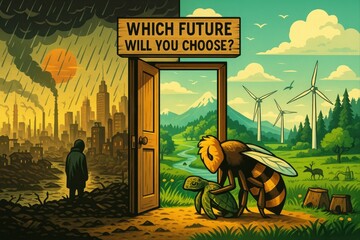 Which Future Will You Choose? – Environmental Contrast Illustration