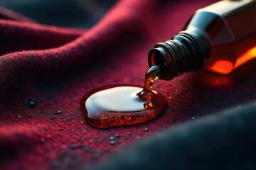 Luxurious Textile Treatment Applying Oil to Deep Dark Fabric for a Glossy Sheen
