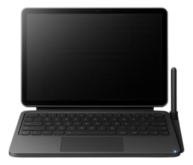 All-in-one setup with detachable keyboard and stylus holder for creative professionals