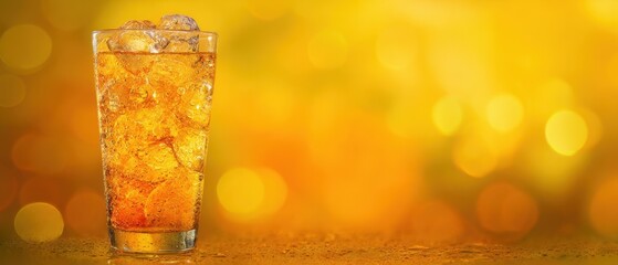 The refreshing drink served in a glass with ice and vibrant colors.