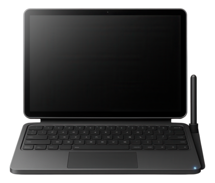 All-in-one setup with detachable keyboard and stylus holder for creative professionals