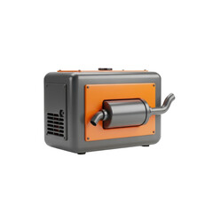 Compact Exhaust Muffler in Orange and Gray with Mechanical Design