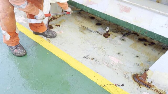 moping the ship's deck