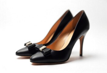 Fototapeta premium Elegant Black High Heels with Bow Detail