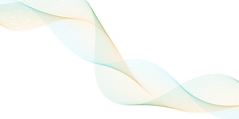 Abstract wave element for design. Digital frequency track equalizer. Stylized line art background. Vector illustration. Wave with lines created using blend tool. Curved wavy line, smooth stripe.