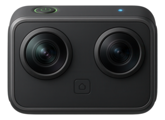 Action camera with a dual-lens system for simultaneous front and rear recording