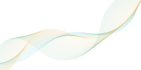 Abstract wave element for design. Digital frequency track equalizer. Stylized line art background. Vector illustration. Wave with lines created using blend tool. Curved wavy line, smooth stripe.