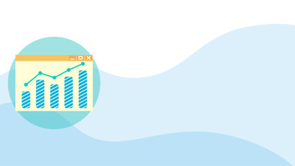 The graphic data from the screen is steadily rising, continuing to profit and good progress. Background with space for text. Vector illustrations in flat design style